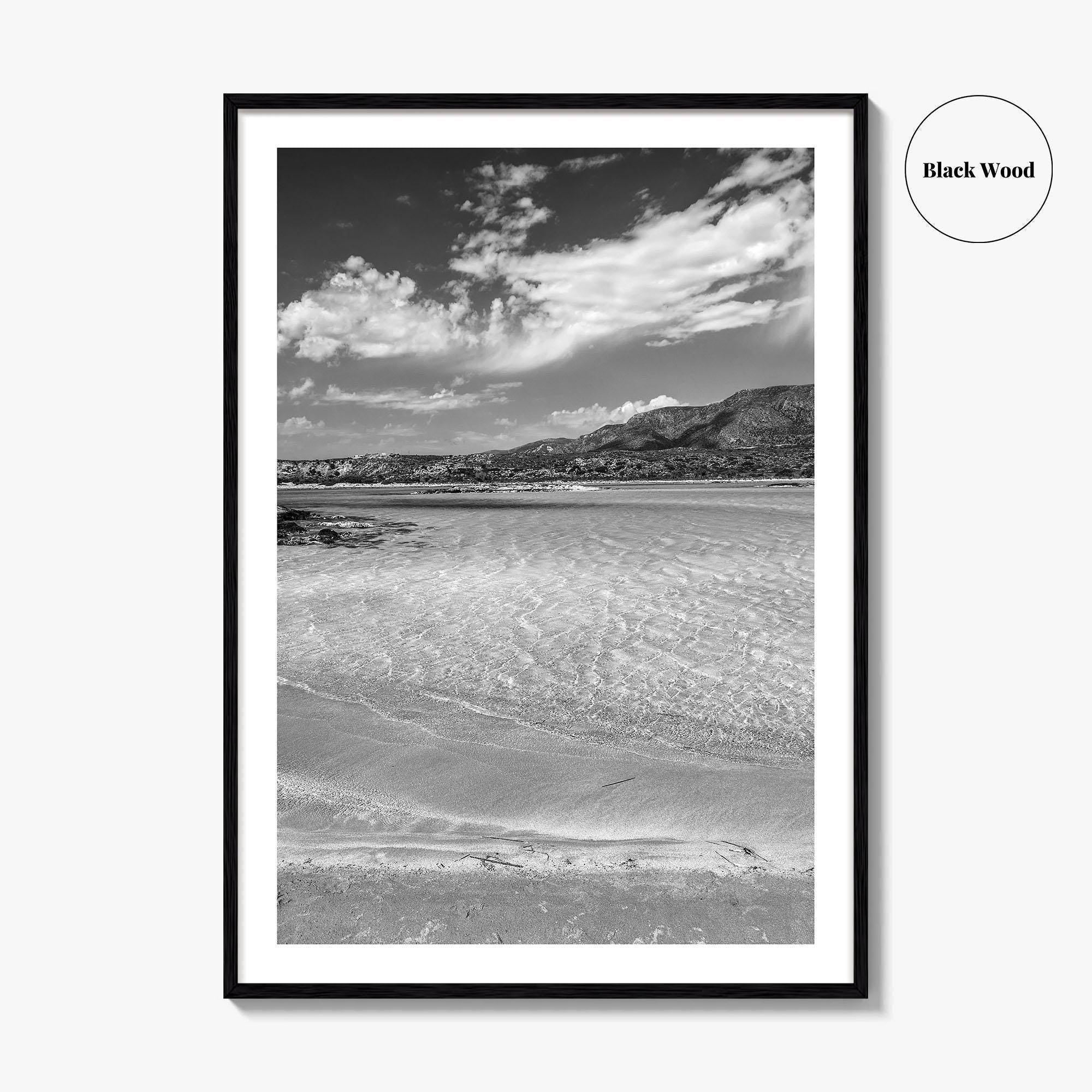 Elafonissi Beach Black and White Fine Art Photo Print, Chania Crete Greece Poster