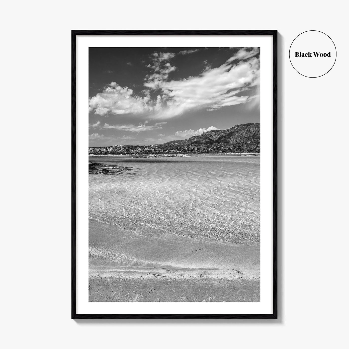 Elafonissi Beach Black and White Fine Art Photo Print, Chania Crete Greece Poster