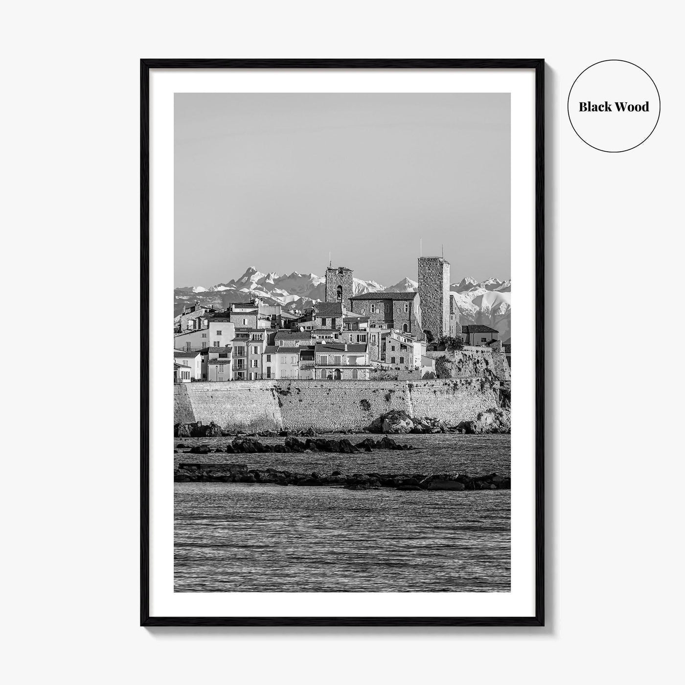 Antibes Black and White Fine Art Photo Print, French Riviera Coastline, France Poster