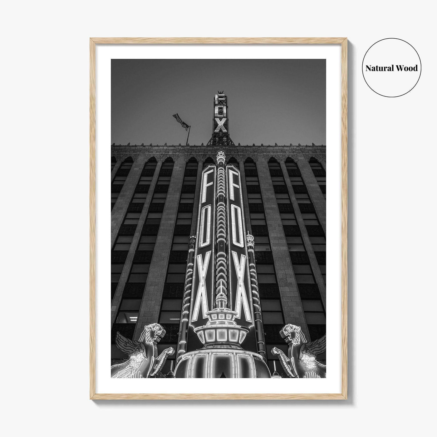 Detroit Black and White Fine Art Photo Print, Fox Theatre, Michigan USA, Poster