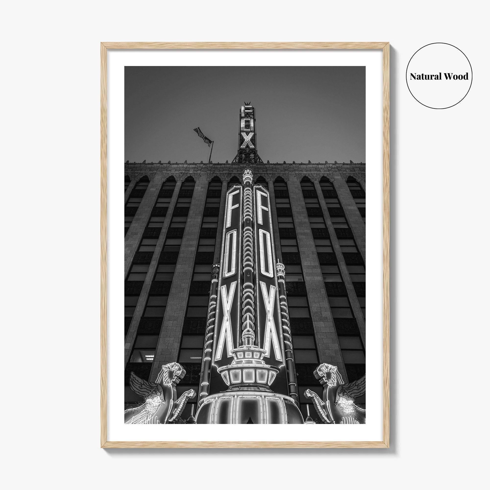 Detroit Black and White Fine Art Photo Print, Fox Theatre, Michigan USA, Poster