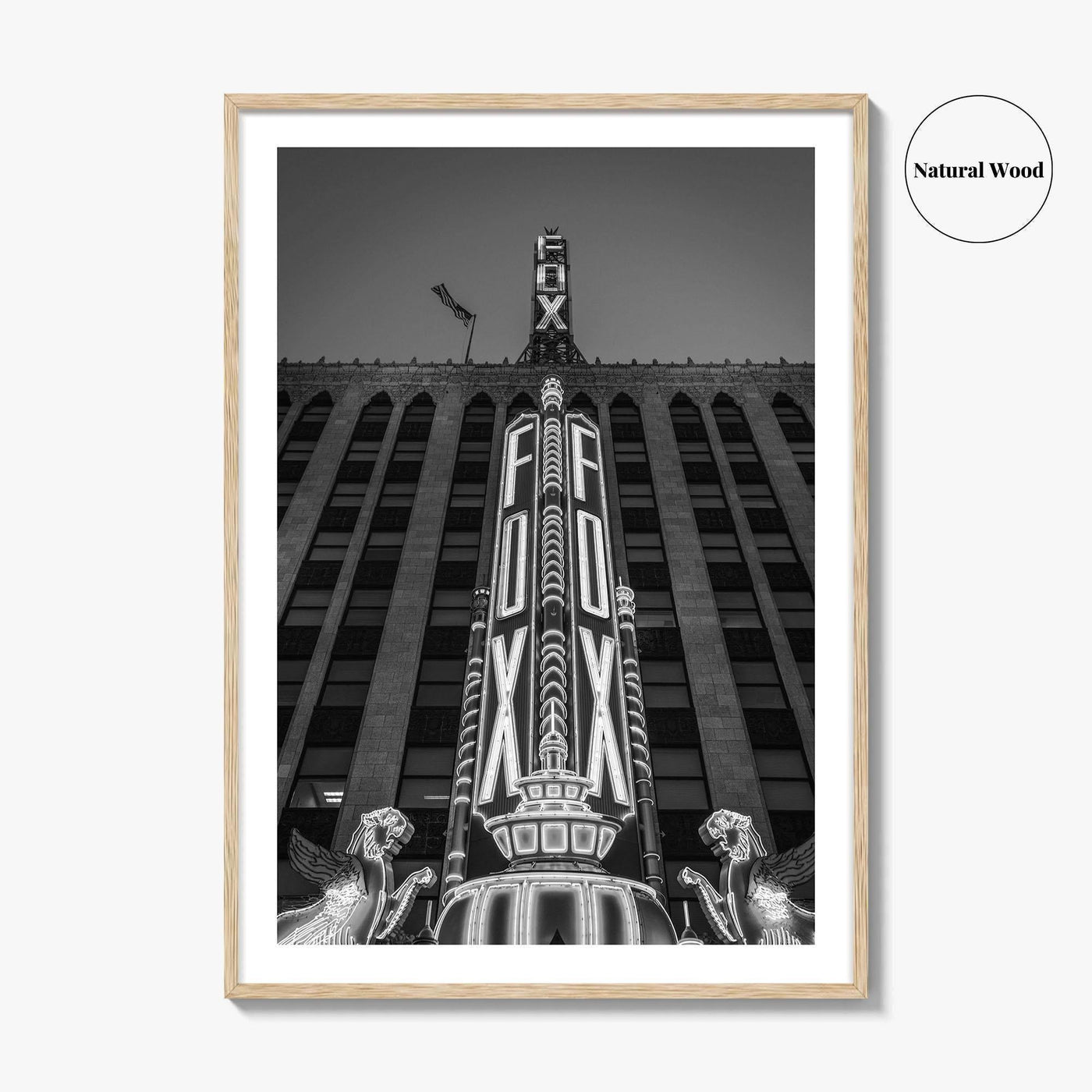 Detroit Black and White Fine Art Photo Print, Fox Theatre, Michigan USA, Poster