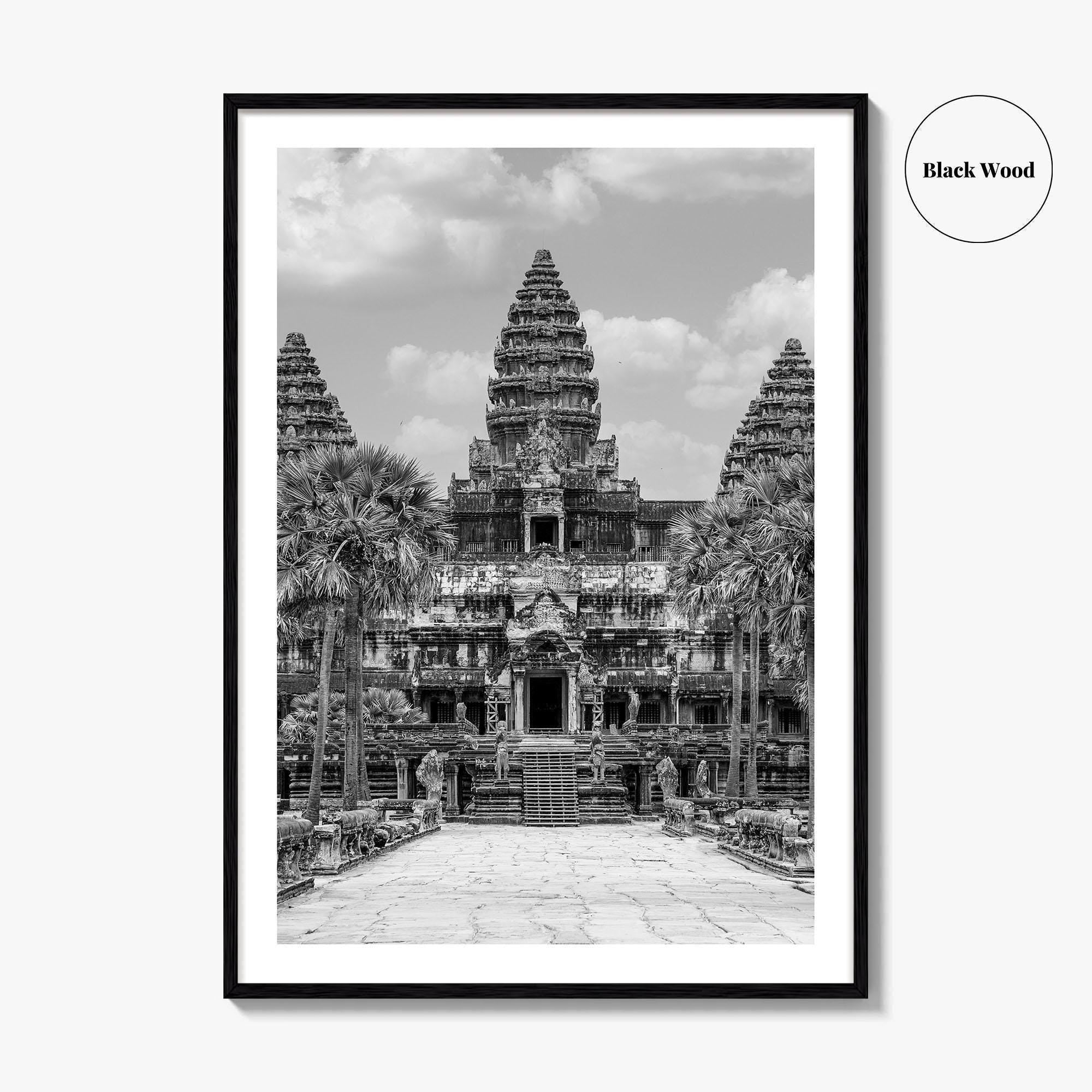 Angkor Wat Black and White Fine Art Photo Print, Siem Reap Cambodia Temple Poster
