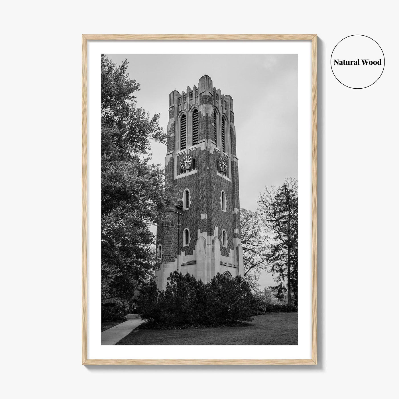 East Lansing Black and White Fine Art Photo Print, Michigan State University Poster
