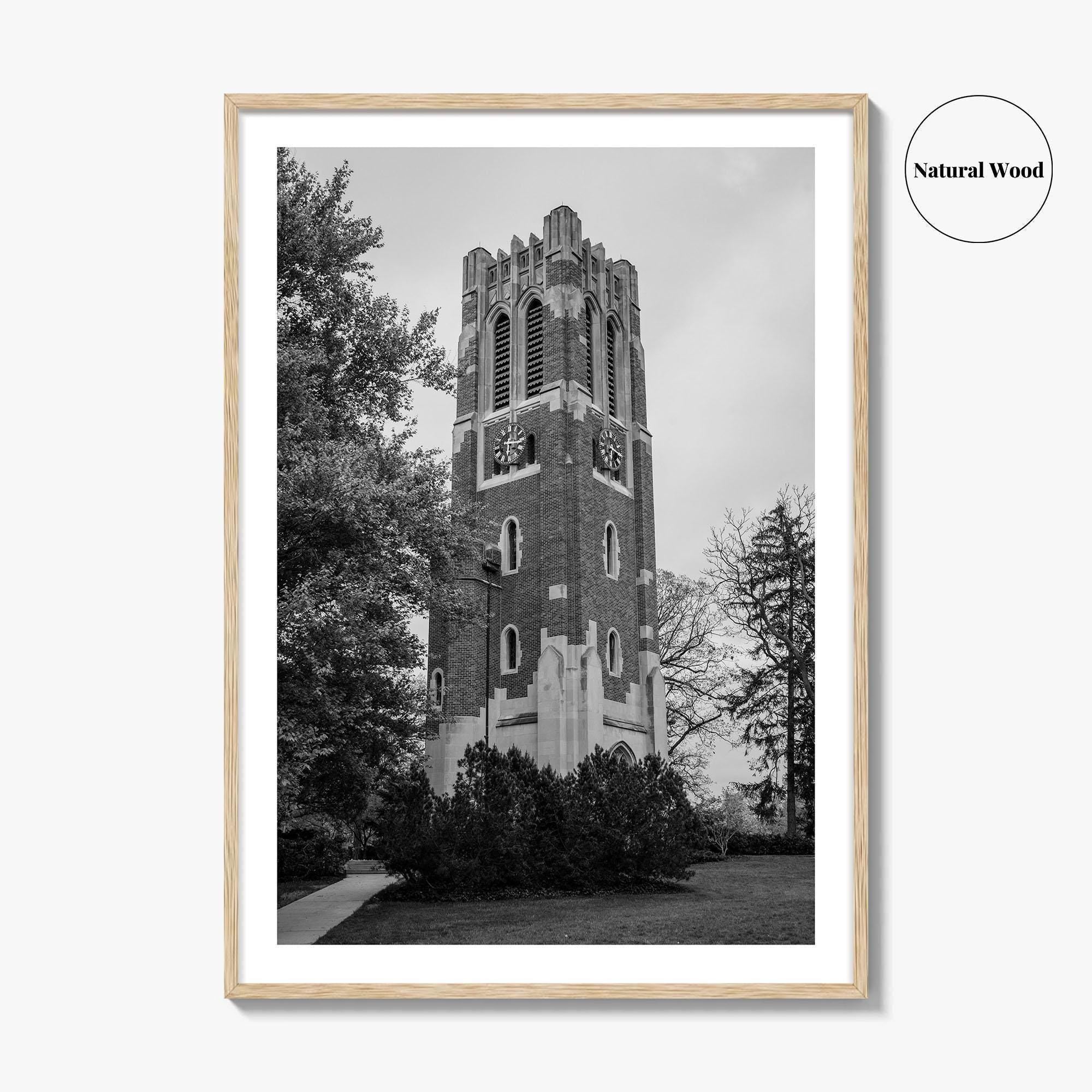 East Lansing Black and White Fine Art Photo Print, Michigan State University Poster