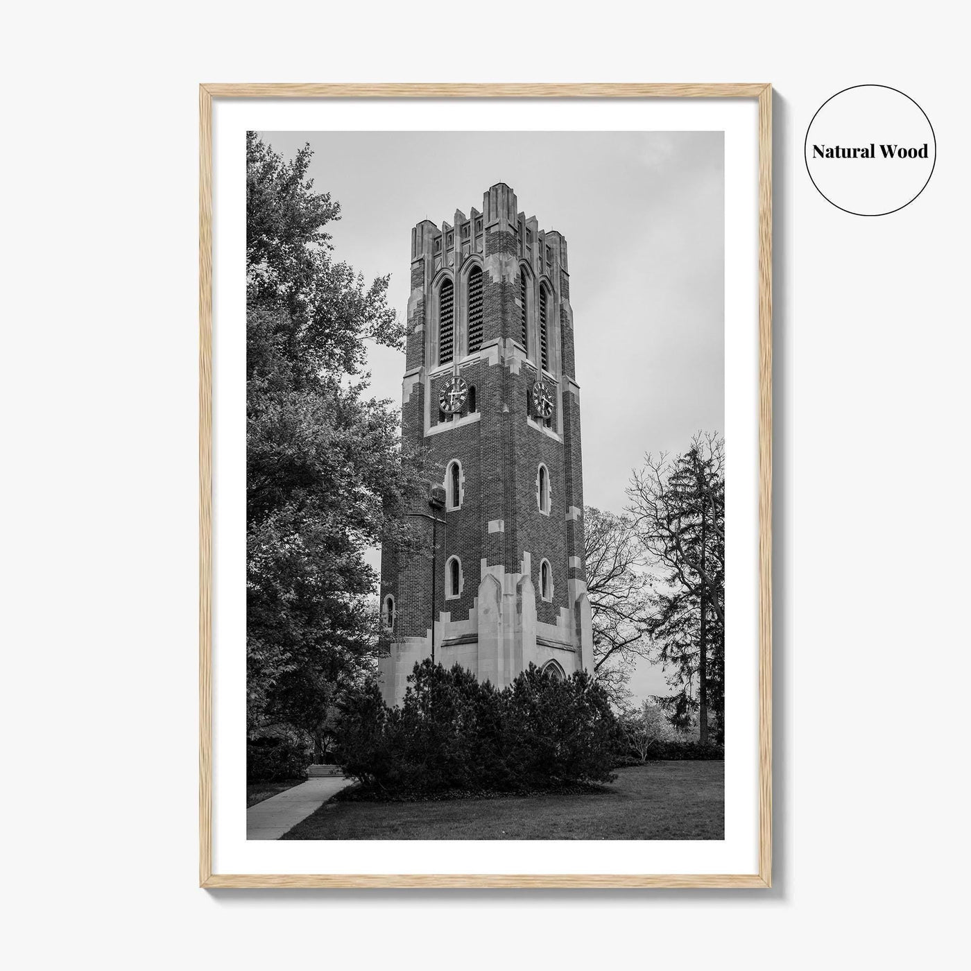 East Lansing Black and White Fine Art Photo Print, Michigan State University Poster