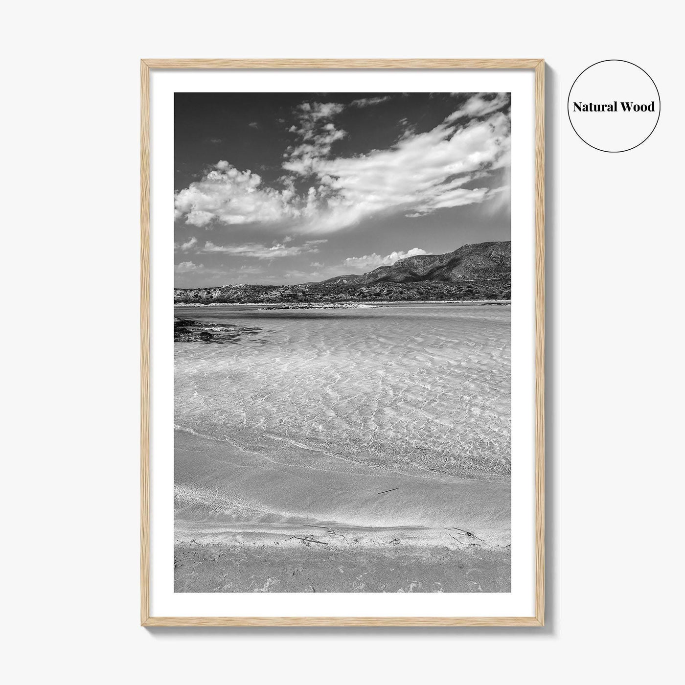 Elafonissi Beach Black and White Fine Art Photo Print, Chania Crete Greece Poster