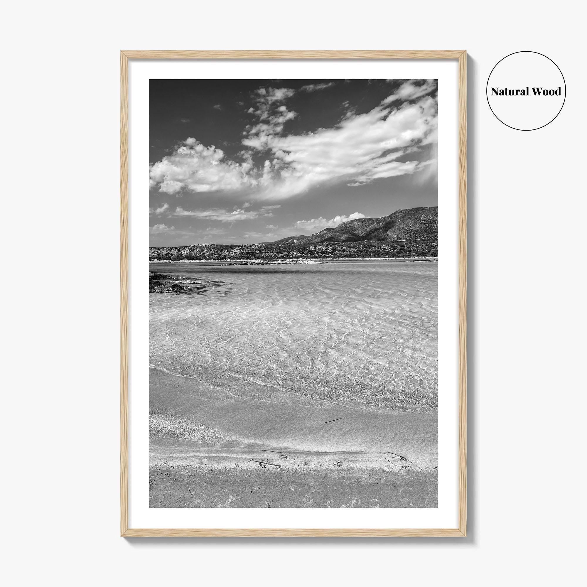 Elafonissi Beach Black and White Fine Art Photo Print, Chania Crete Greece Poster