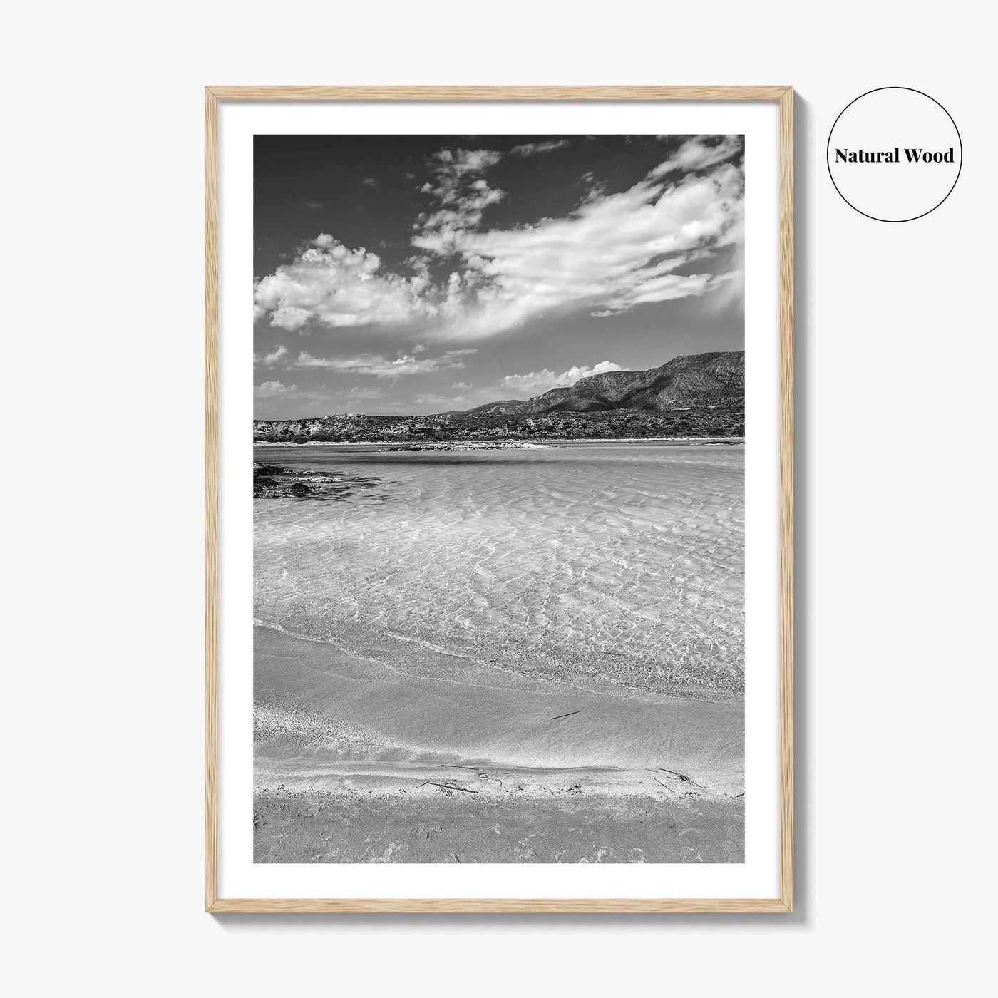 Elafonissi Beach Black and White Fine Art Photo Print, Chania Crete Greece Poster