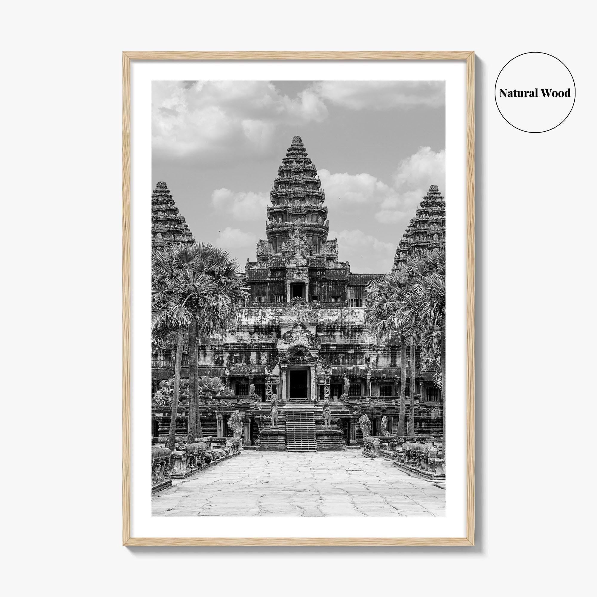 Angkor Wat Black and White Fine Art Photo Print, Siem Reap Cambodia Temple Poster