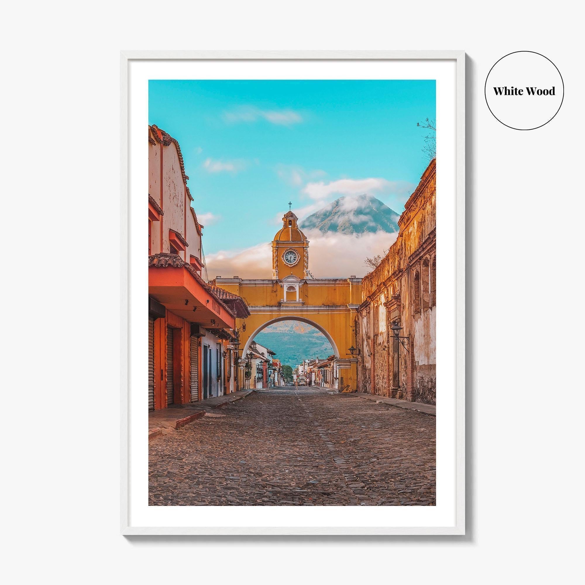 Antigua Guatemala Fine Art Photo Print, Santa Catalina Arch, Agua Volcano Poster