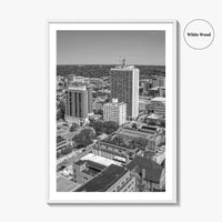 Ann Arbor Skyline Black and White Fine Art Photo Print, Michigan Poster