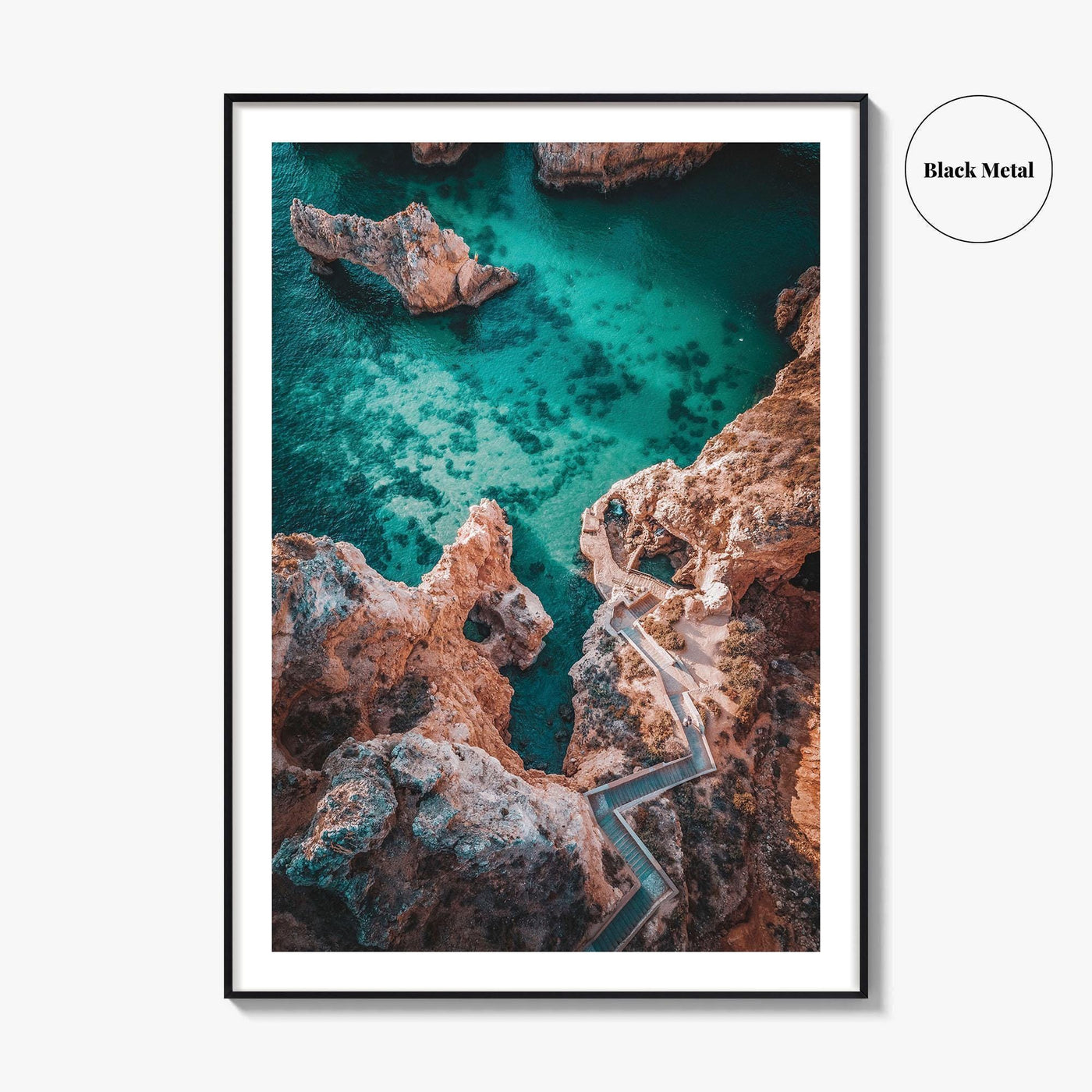 Algarve Portugal Fine Art Photo Print, Coastline Cliffs Ocean, Stairway To Sea, Poster