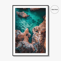 Algarve Portugal Fine Art Photo Print, Coastline Cliffs Ocean, Stairway To Sea, Poster
