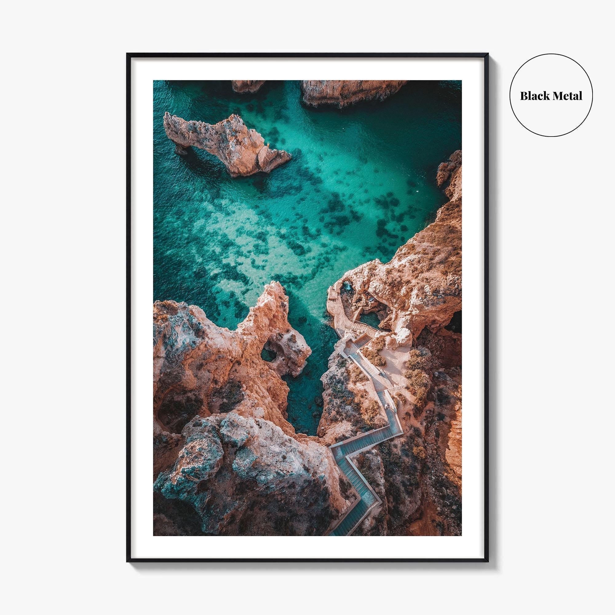 Algarve Portugal Fine Art Photo Print, Coastline Cliffs Ocean, Stairway To Sea, Poster