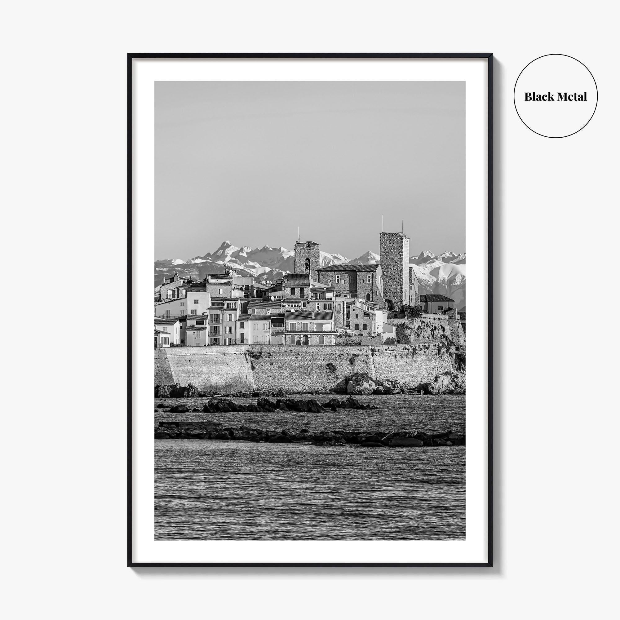 Antibes Black and White Fine Art Photo Print, French Riviera Coastline, France Poster