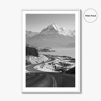 Aoraki Mount Cook Black and White Fine Art Photo Print, New Zealand, South Island