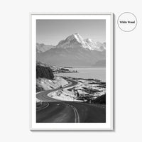Aoraki Mount Cook Black and White Fine Art Photo Print, New Zealand, South Island