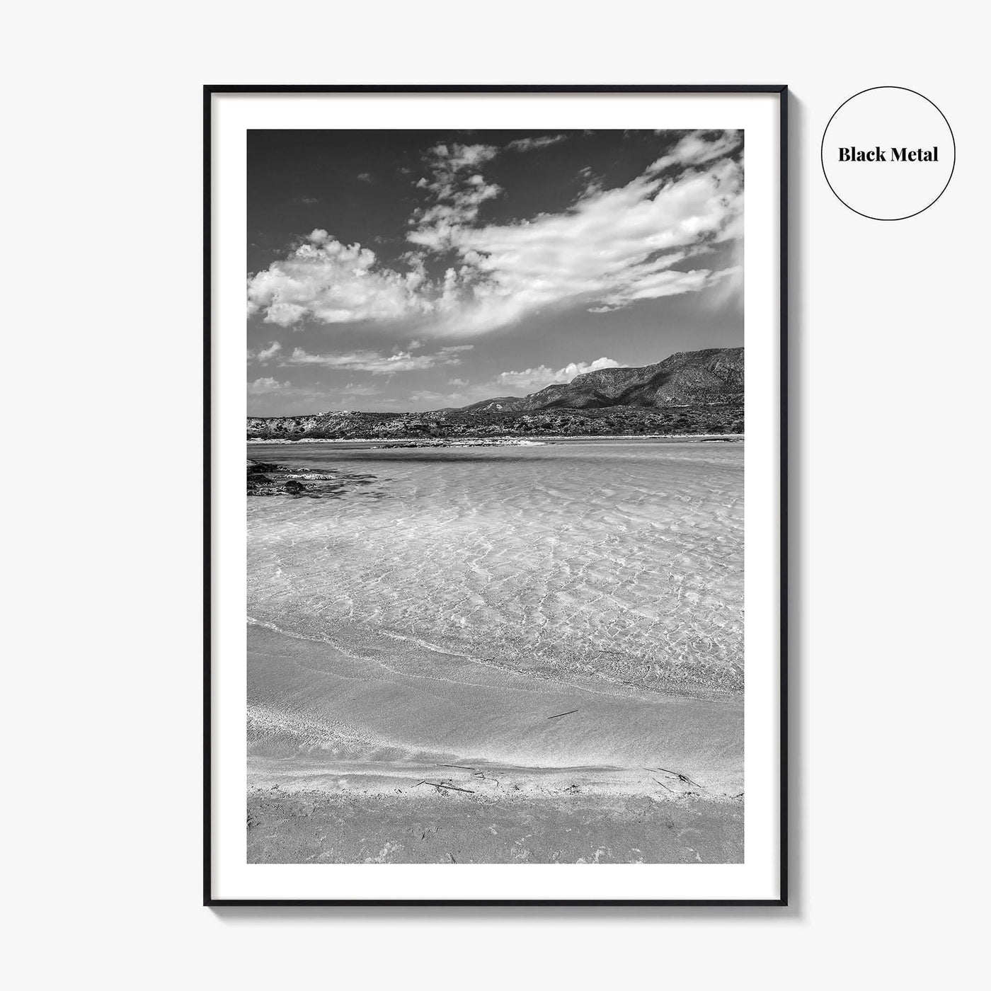Elafonissi Beach Black and White Fine Art Photo Print, Chania Crete Greece Poster