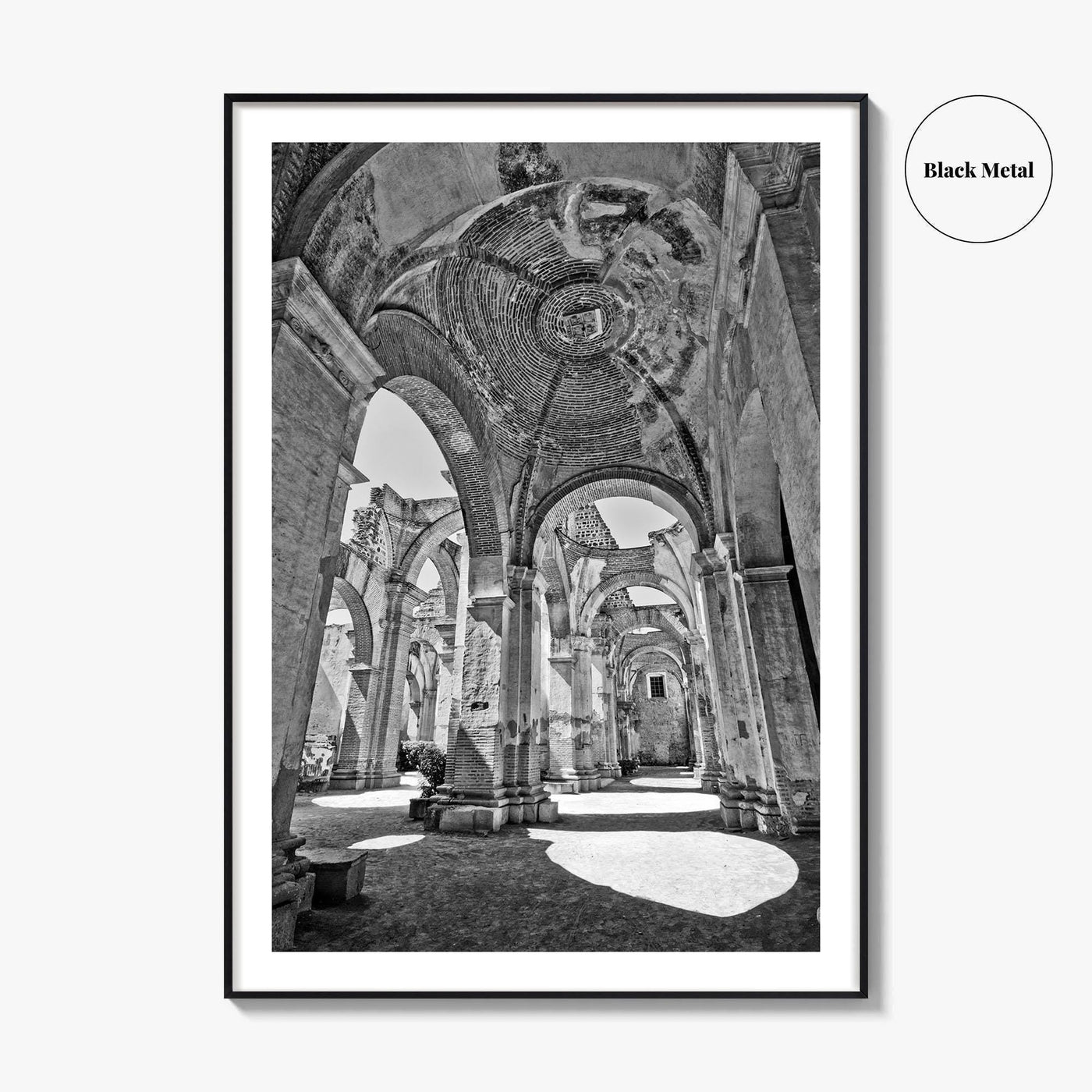 Antigua Guatemala Black and White Fine Art Photo Print, San Jose Cathedral Poster
