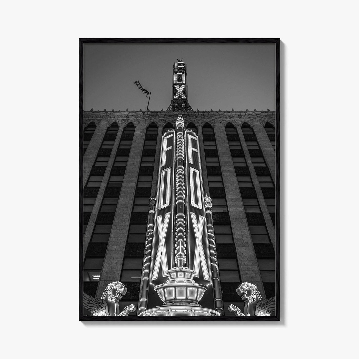 Detroit Black and White Fine Art Photo Print, Fox Theatre, Michigan USA, Poster