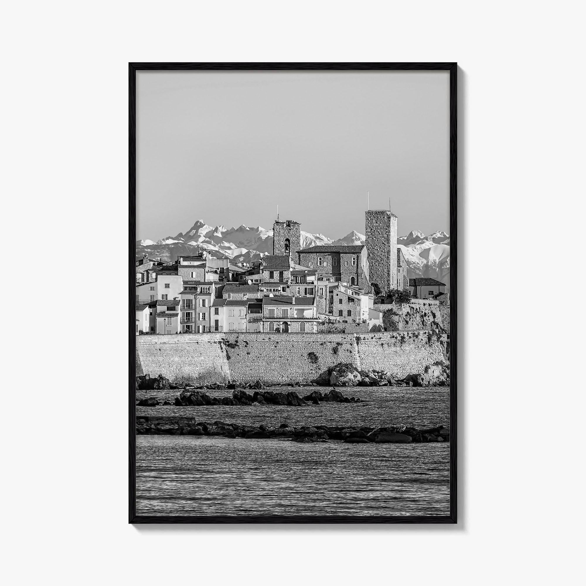 Antibes Black and White Fine Art Photo Print, French Riviera Coastline, France Poster