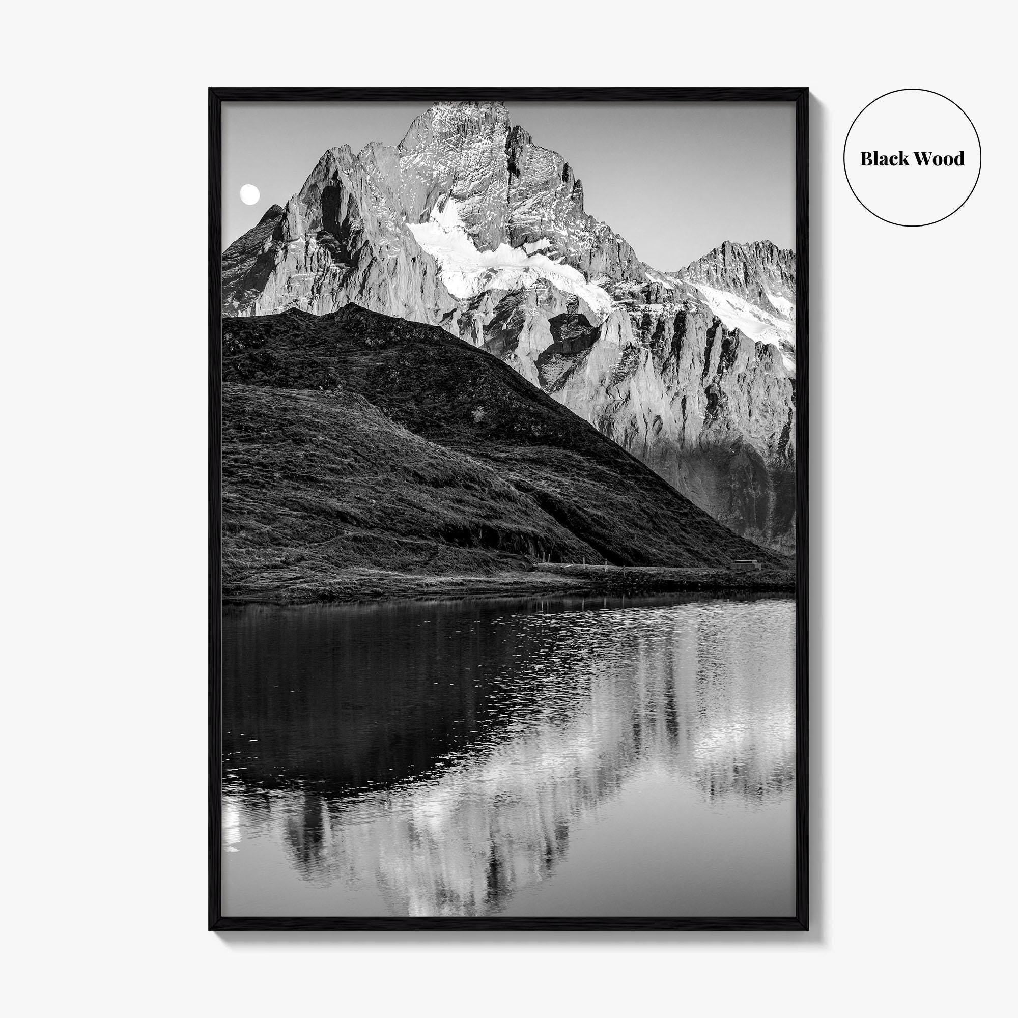 Bachalpsee Black and White Fine Art Photo Print, Bachalp Lake, Grindelwald, Switzerland Poster