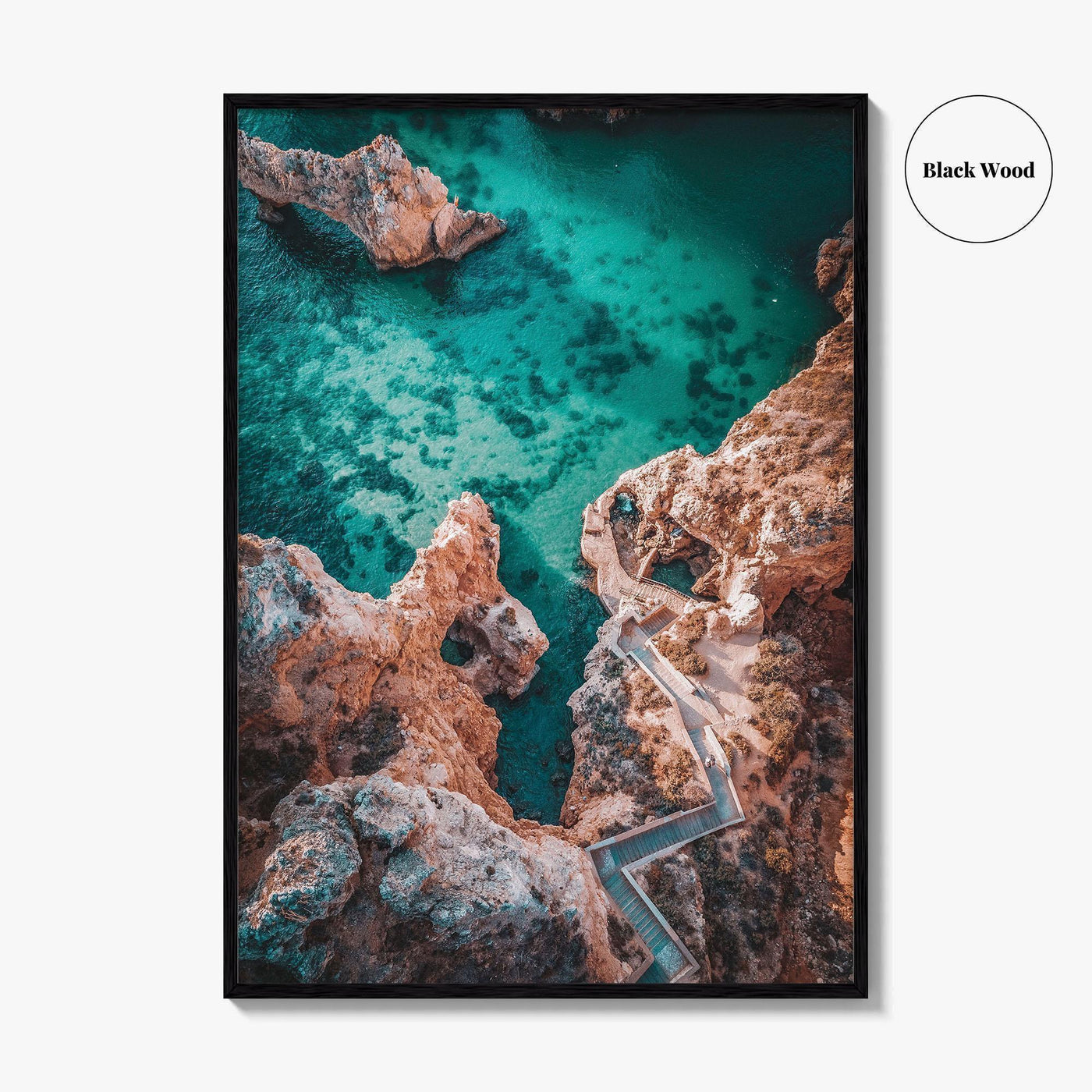 Algarve Portugal Fine Art Photo Print, Coastline Cliffs Ocean, Stairway To Sea, Poster