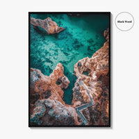 Algarve Portugal Fine Art Photo Print, Coastline Cliffs Ocean, Stairway To Sea, Poster