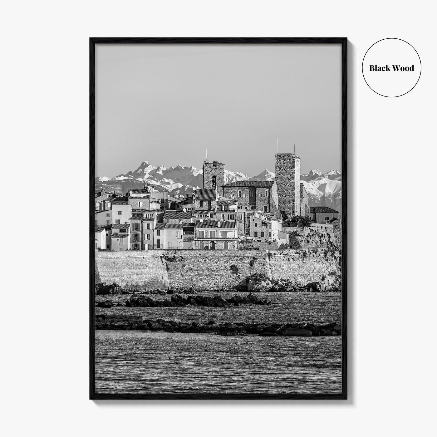 Antibes Black and White Fine Art Photo Print, French Riviera Coastline, France Poster