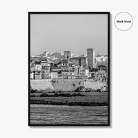 Antibes Black and White Fine Art Photo Print, French Riviera Coastline, France Poster