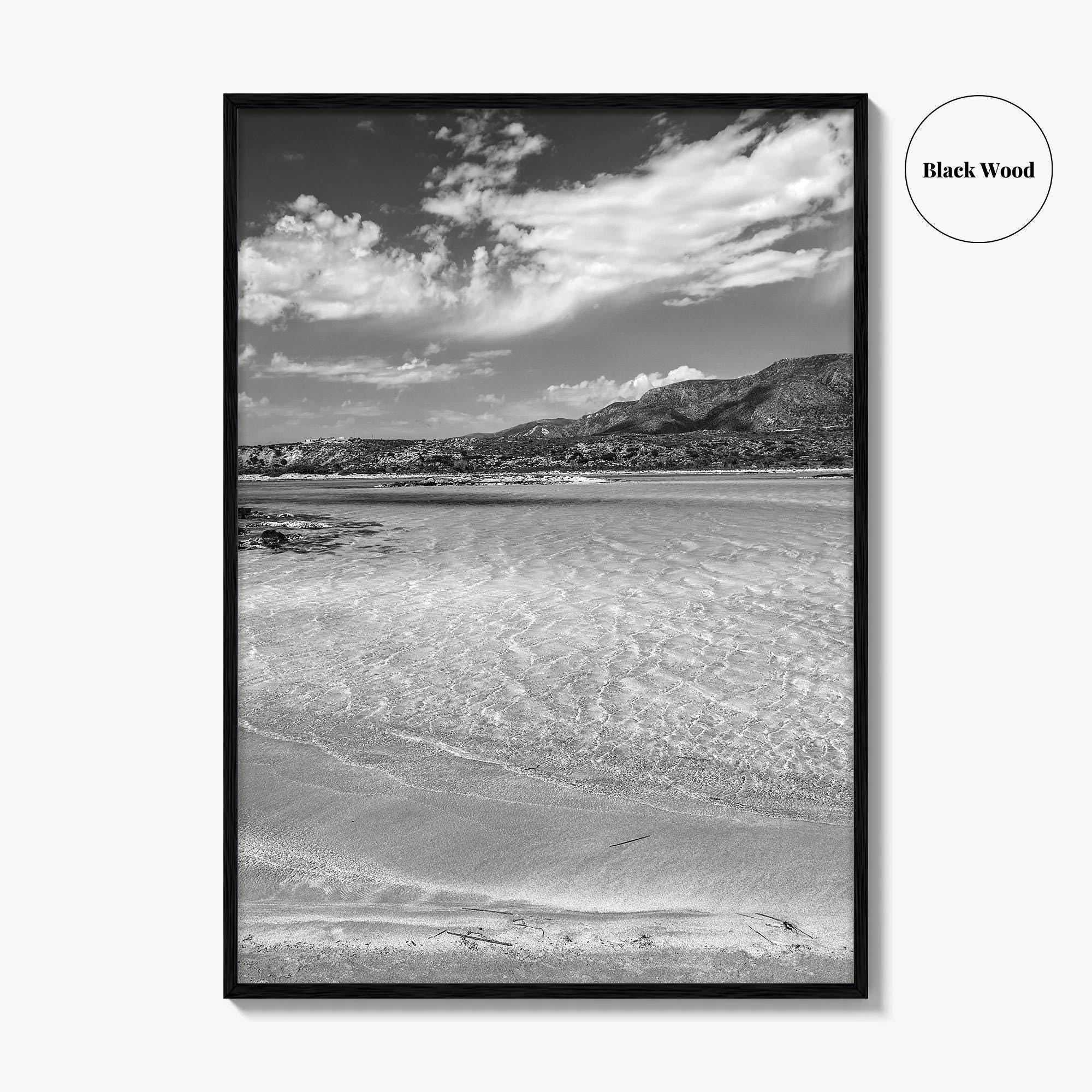Elafonissi Beach Black and White Fine Art Photo Print, Chania Crete Greece Poster