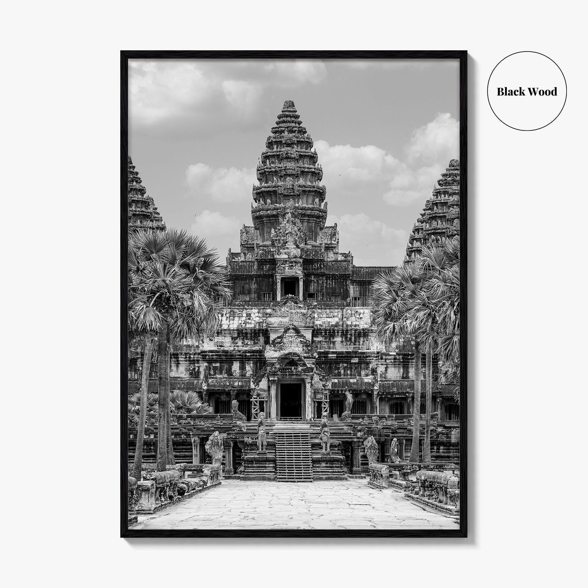 Angkor Wat Black and White Fine Art Photo Print, Siem Reap Cambodia Temple Poster