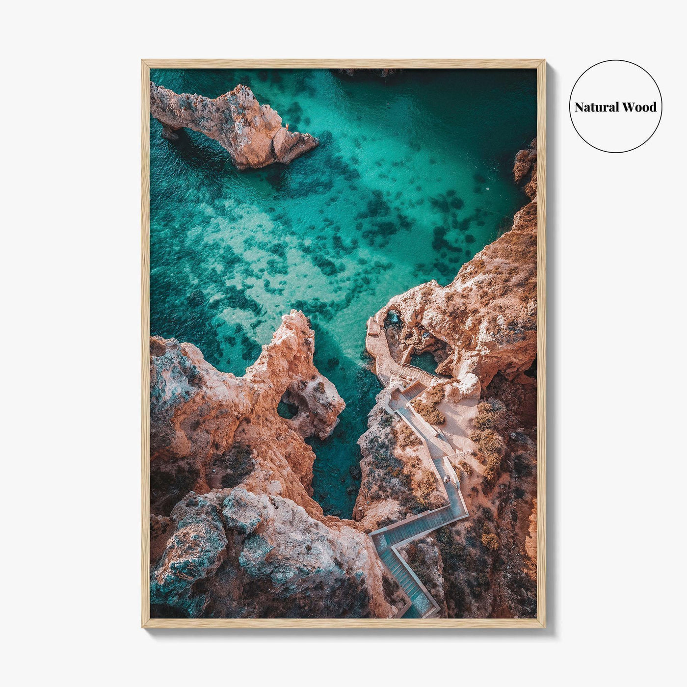 Algarve Portugal Fine Art Photo Print, Coastline Cliffs Ocean, Stairway To Sea, Poster