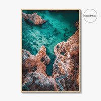 Algarve Portugal Fine Art Photo Print, Coastline Cliffs Ocean, Stairway To Sea, Poster