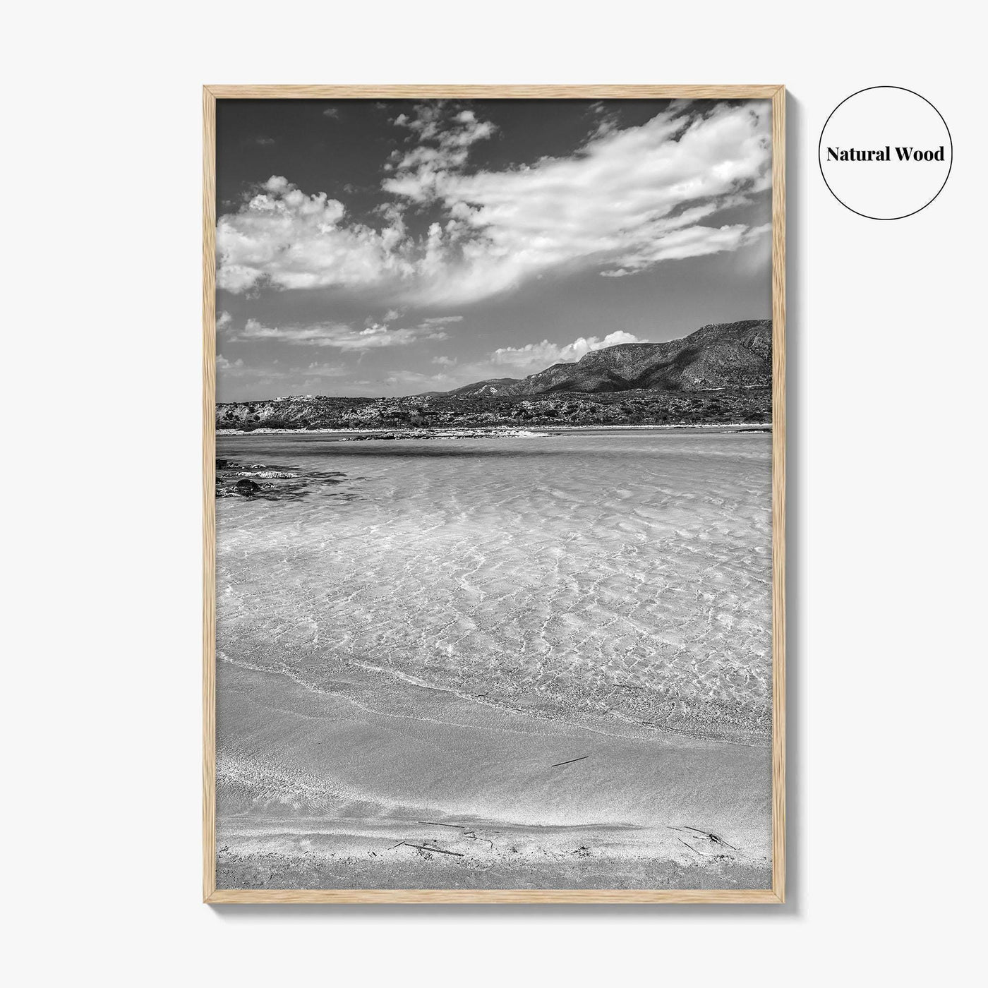 Elafonissi Beach Black and White Fine Art Photo Print, Chania Crete Greece Poster