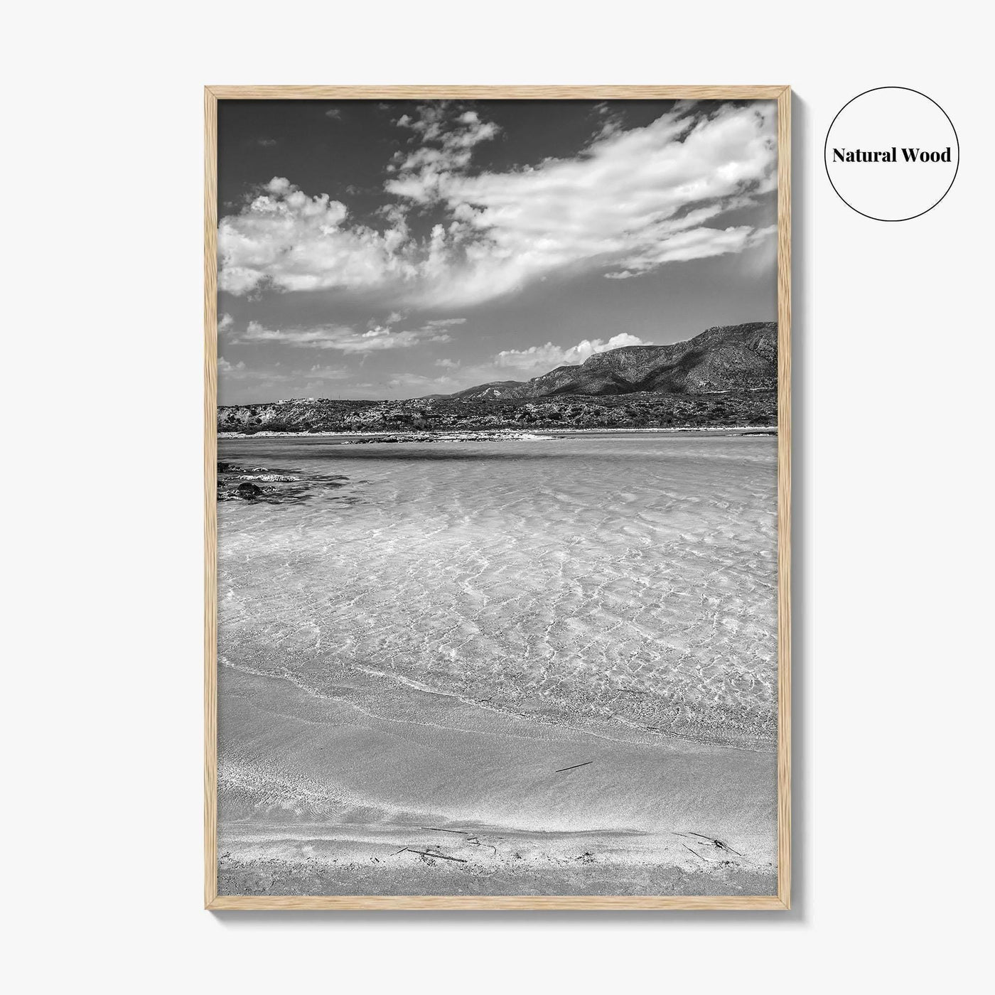 Elafonissi Beach Black and White Fine Art Photo Print, Chania Crete Greece Poster