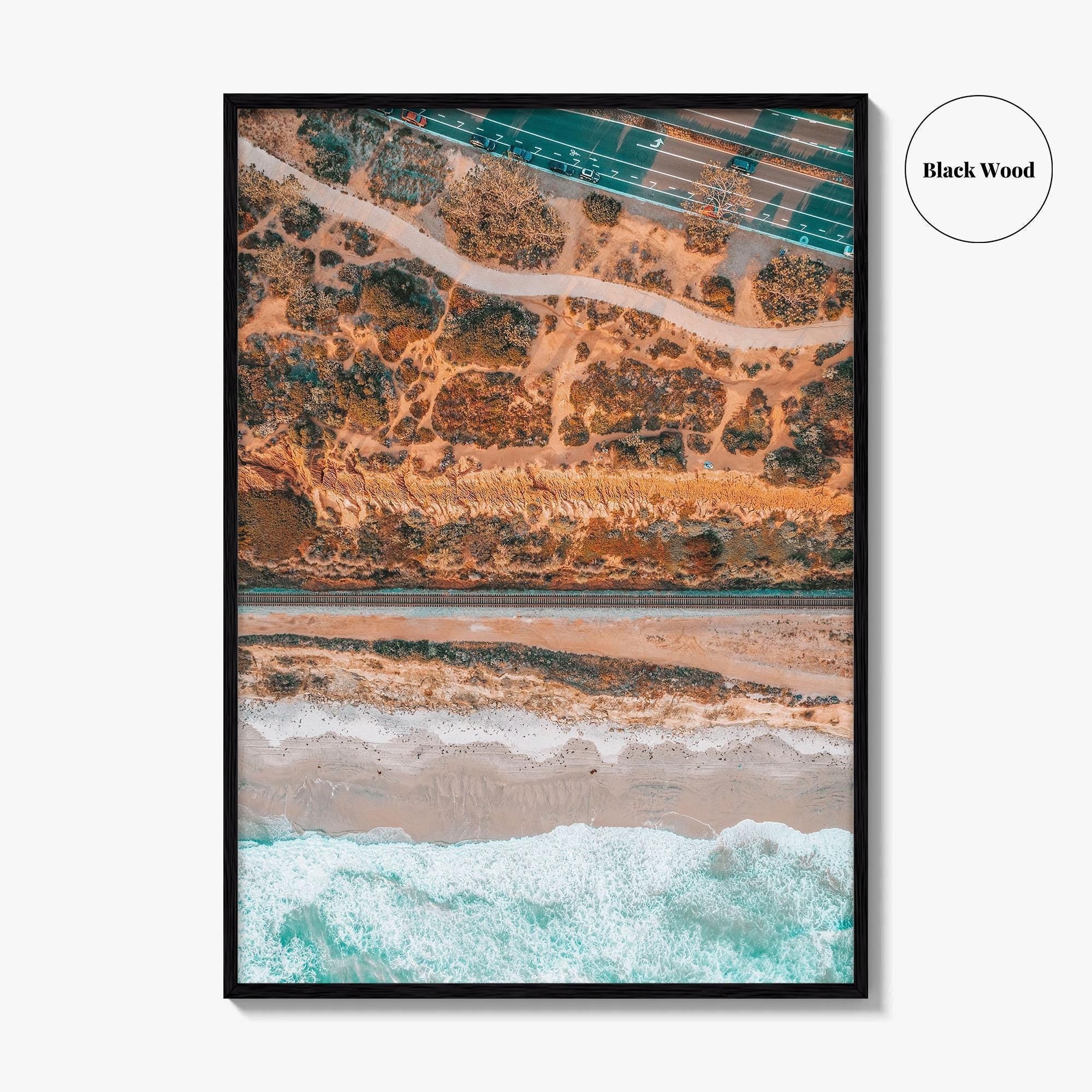 Del Mar Fine Art Photo Print, San Diego, California, Pacific Ocean Cliffs, Beach, Railroad