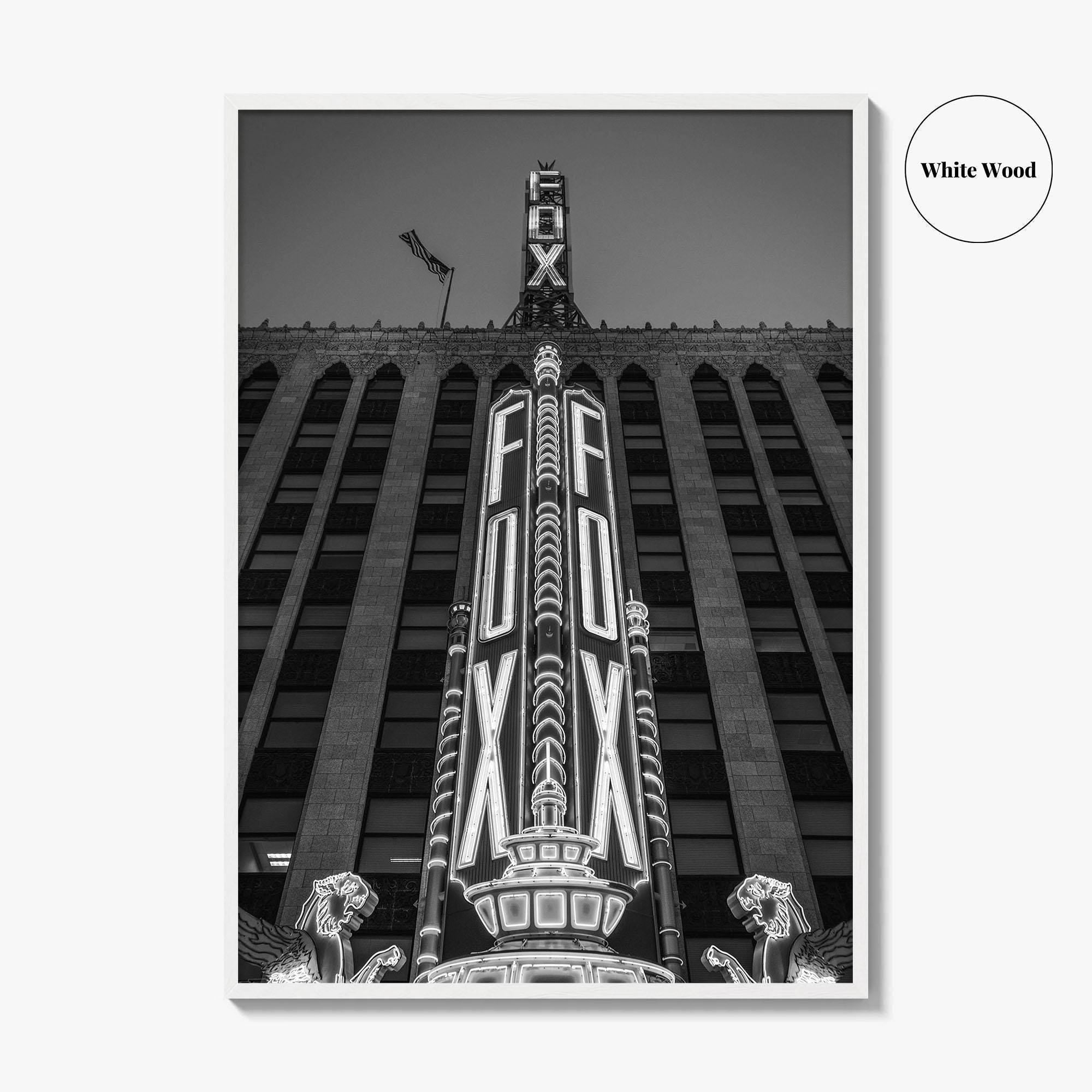 Detroit Black and White Fine Art Photo Print, Fox Theatre, Michigan USA, Poster