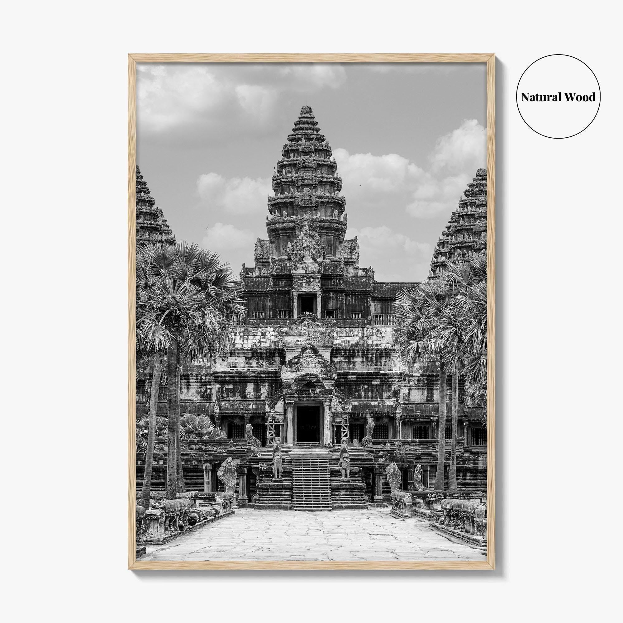 Angkor Wat Black and White Fine Art Photo Print, Siem Reap Cambodia Temple Poster
