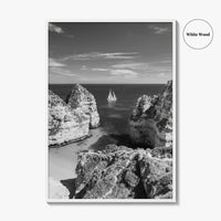 Algarve Black and White Fine Art Photo Print, Lagos Portugal Bay Poster