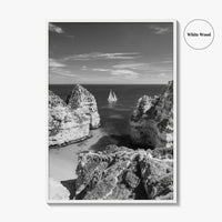 Algarve Black and White Fine Art Photo Print, Lagos Portugal Bay Poster