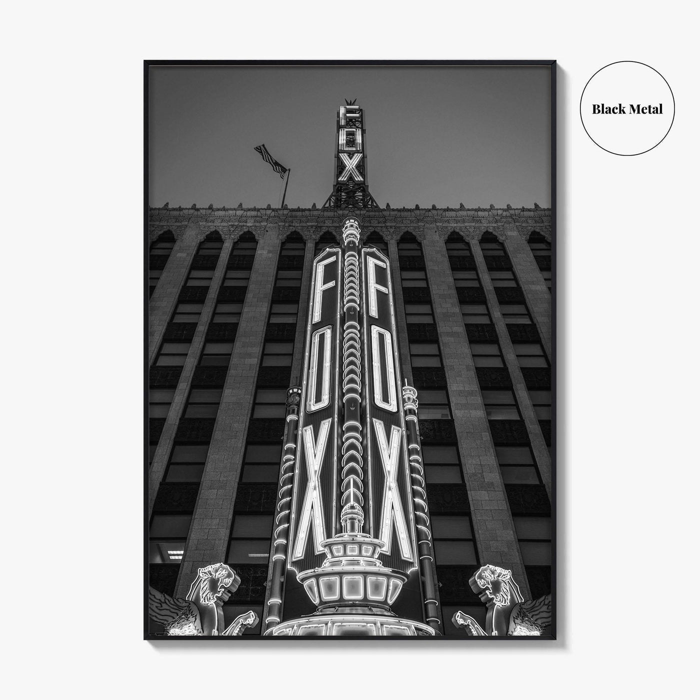 Detroit Black and White Fine Art Photo Print, Fox Theatre, Michigan USA, Poster