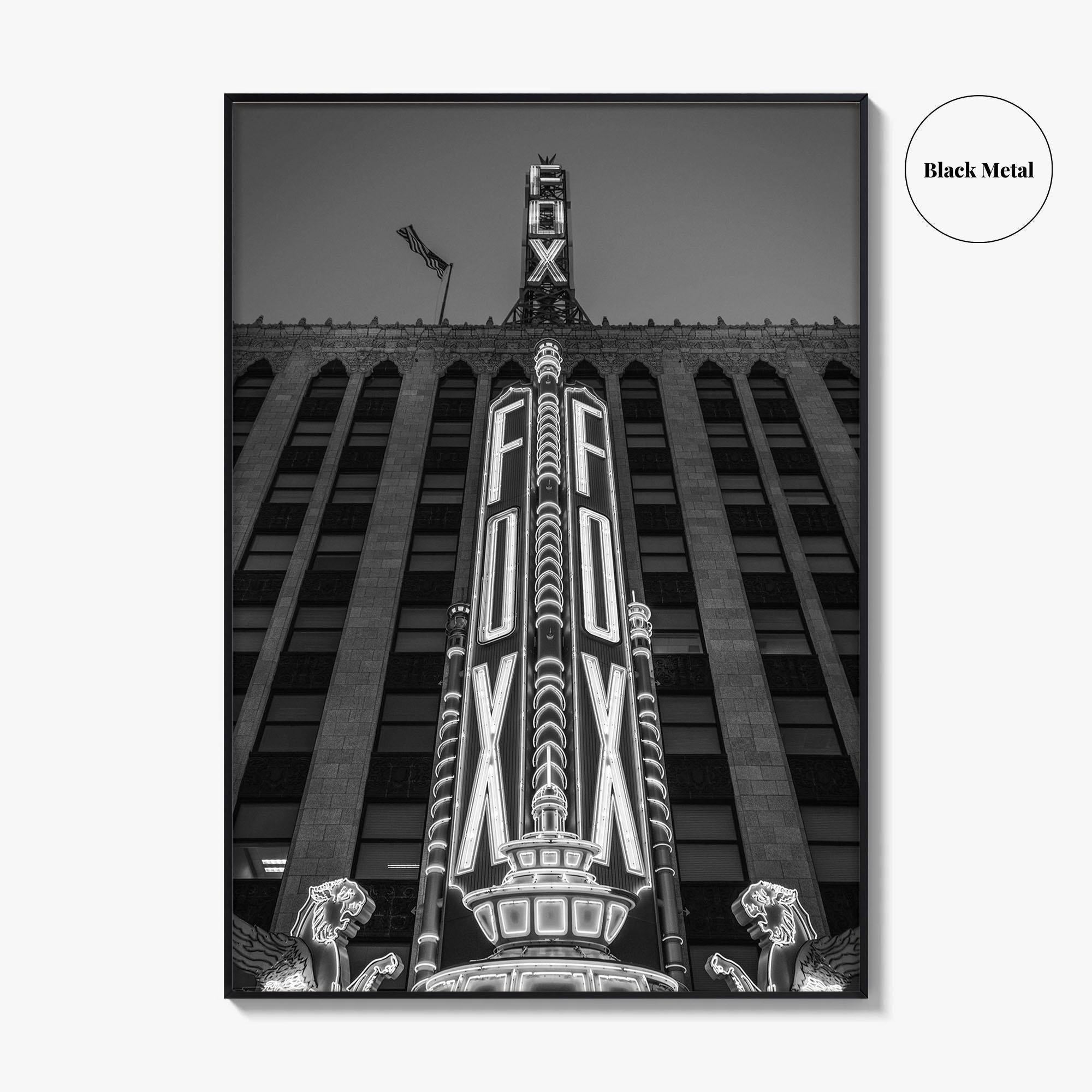 Detroit Black and White Fine Art Photo Print, Fox Theatre, Michigan USA, Poster