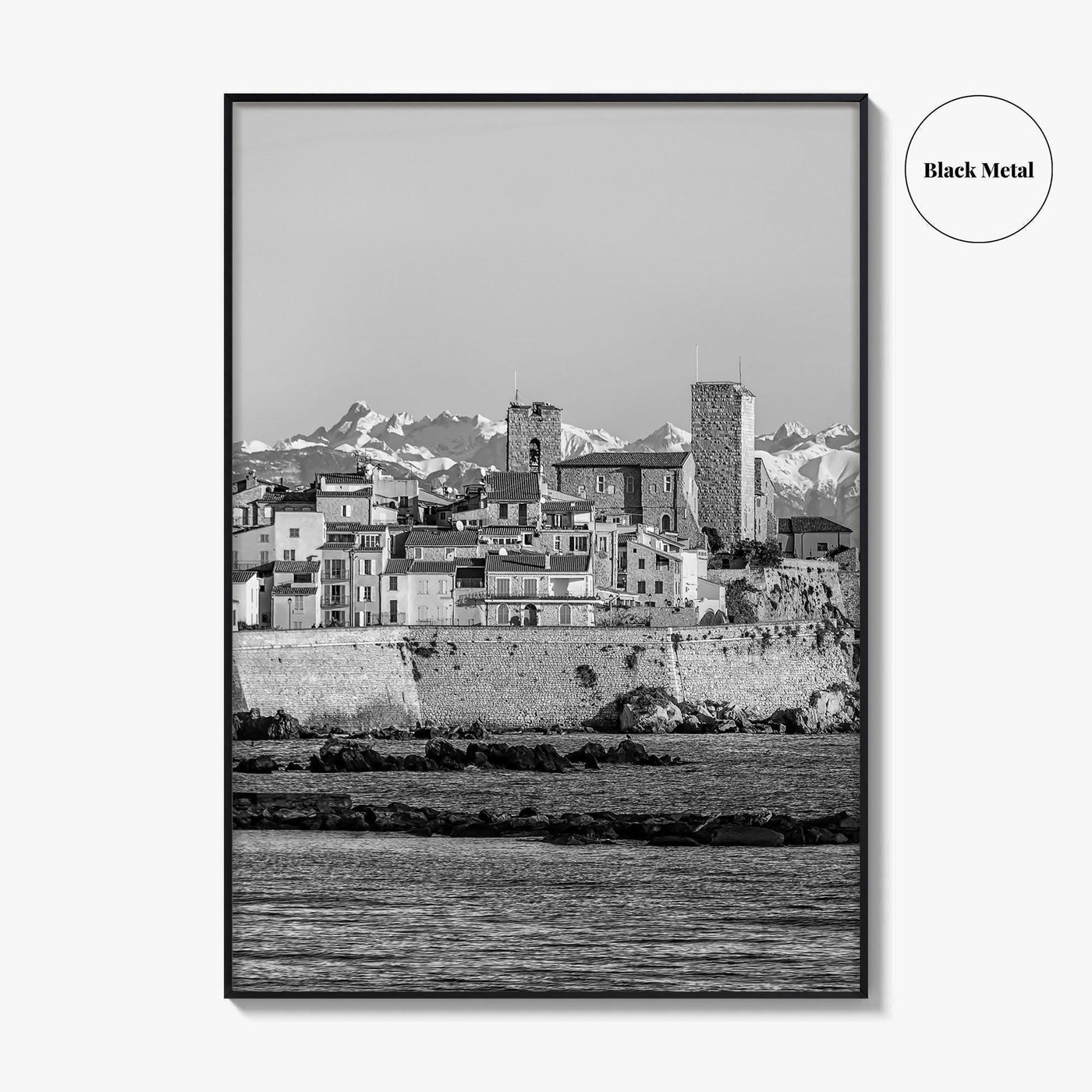 Antibes Black and White Fine Art Photo Print, French Riviera Coastline, France Poster