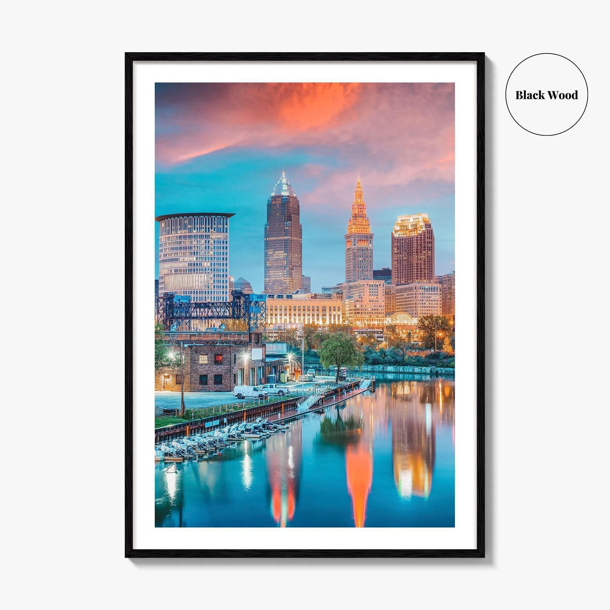 Cleveland Skyline Fine Art Photo Print, Ohio, USA, Cuyahoga River, Wall Poster