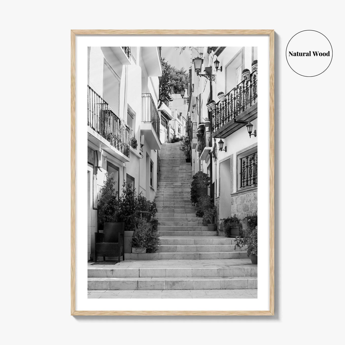 Alicante Black and White Fine Art Photo Print, Costa Blanca Spain, Santa Cruz Poster