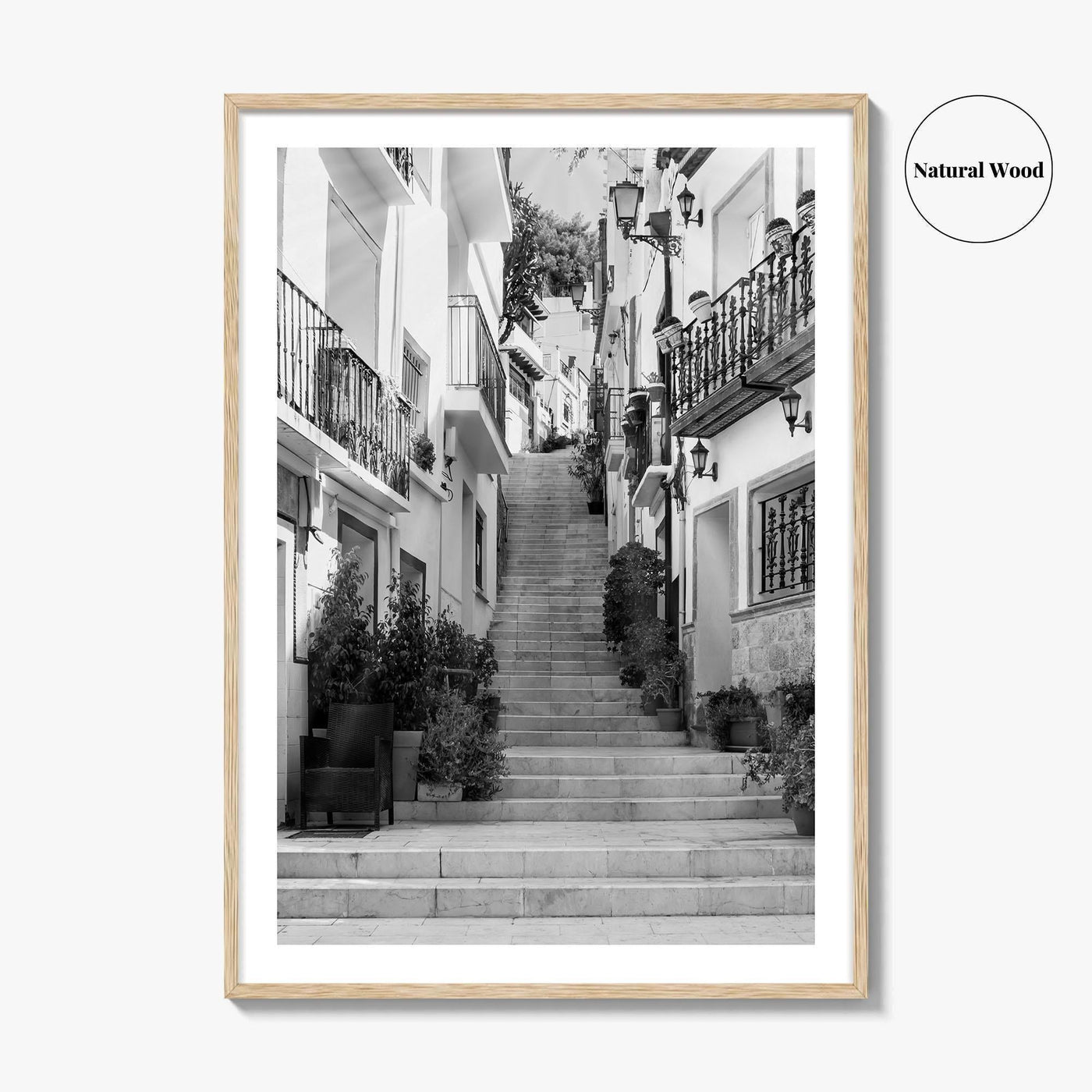 Alicante Black and White Fine Art Photo Print, Costa Blanca Spain, Santa Cruz Poster