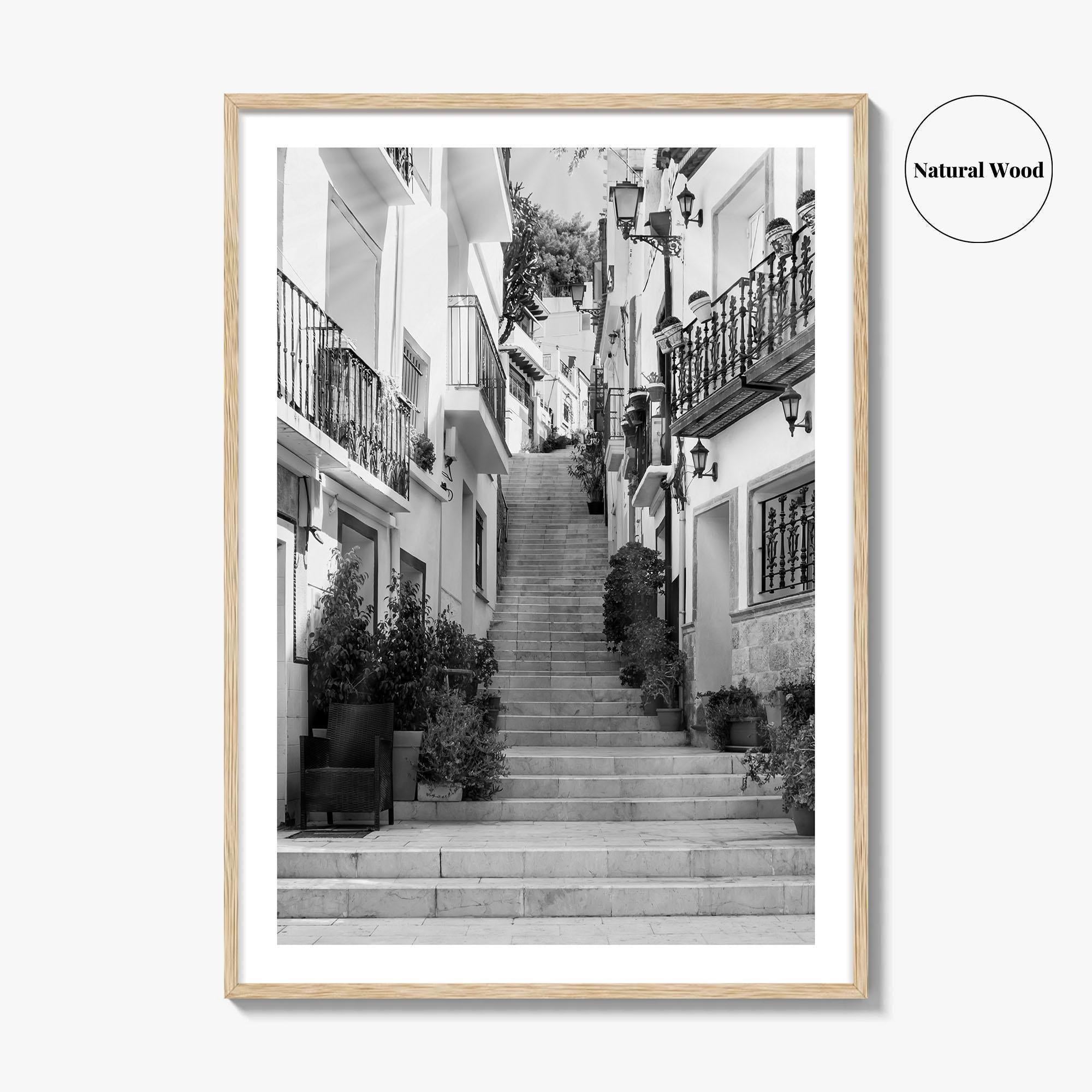 Alicante Black and White Fine Art Photo Print, Costa Blanca Spain, Santa Cruz Poster