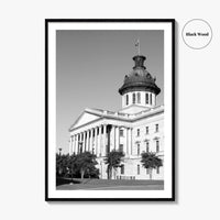 Columbia SC Black and White Fine Art Photo Print, South Carolina State House Poster